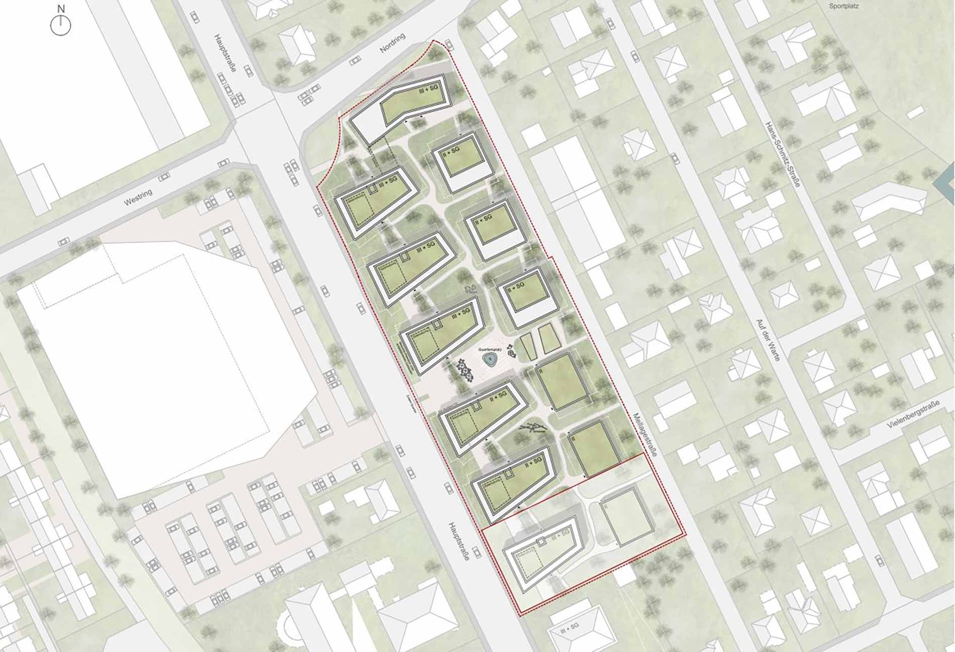 GJL+ Freie Architekten, Wohn-Dienstleistungszentrum-Rheda-WiedenGJL+ Freie Architekten, Wohn-Dienstleistungszentrum-Rheda-Wiedenbrueck, Lageplanbrueck, Grundrisse