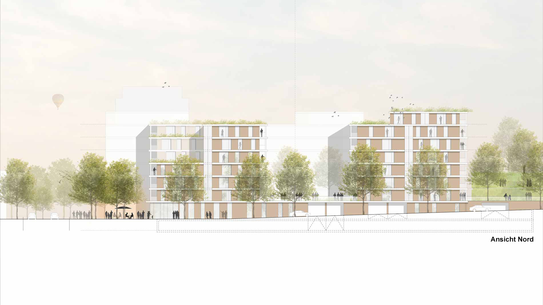 GJL+ Freie Architekten, Wohn- und Geschäftsquartier, Ditzingen, Ansicht Nord