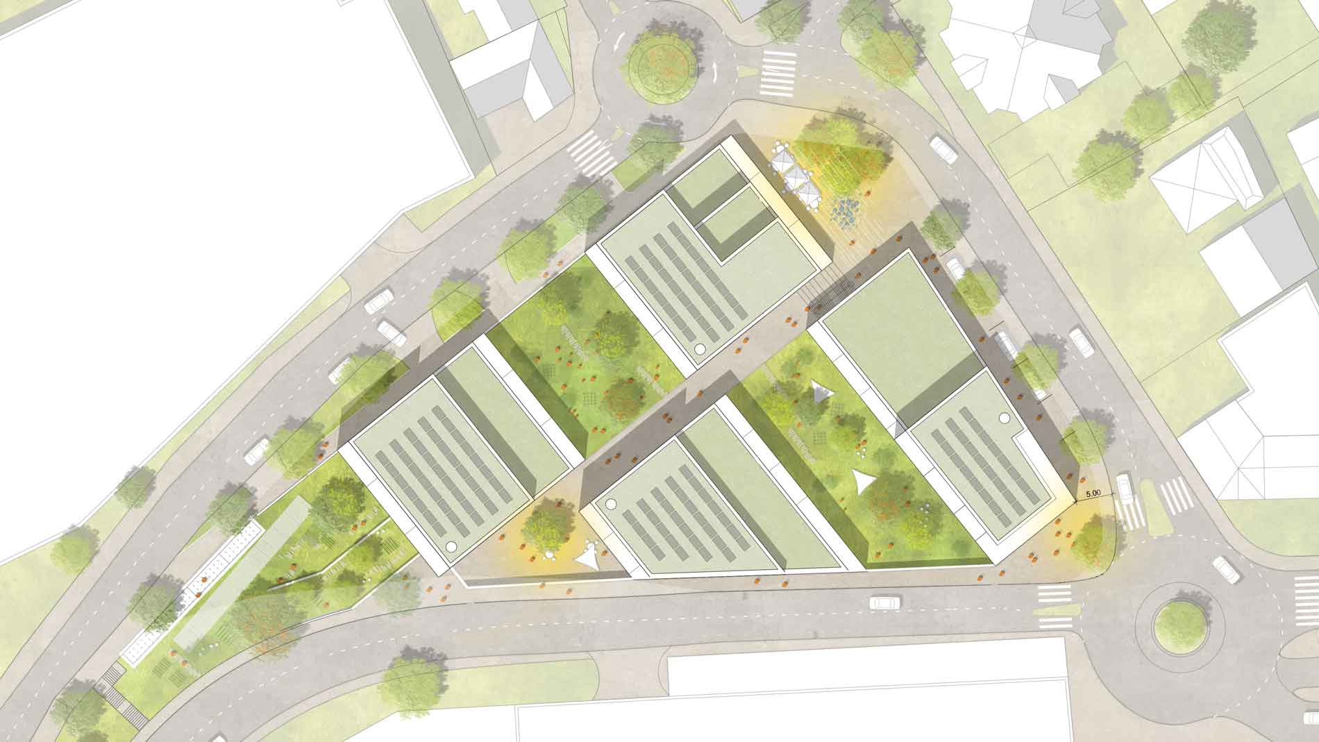 GJL+ Freie Architekten, Wohn- und Geschäftsquartier, Ditzingen, Lageplan