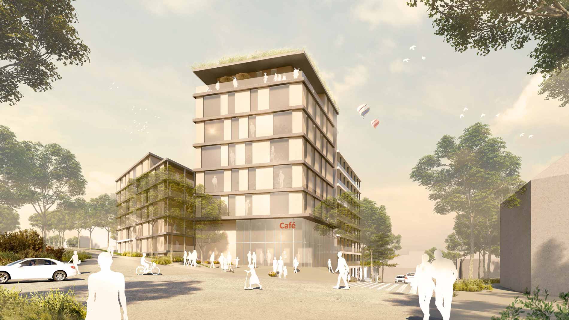 GJL+ Freie Architekten, Wohn- und Geschäftsquartier, Ditzingen, Visualisierung