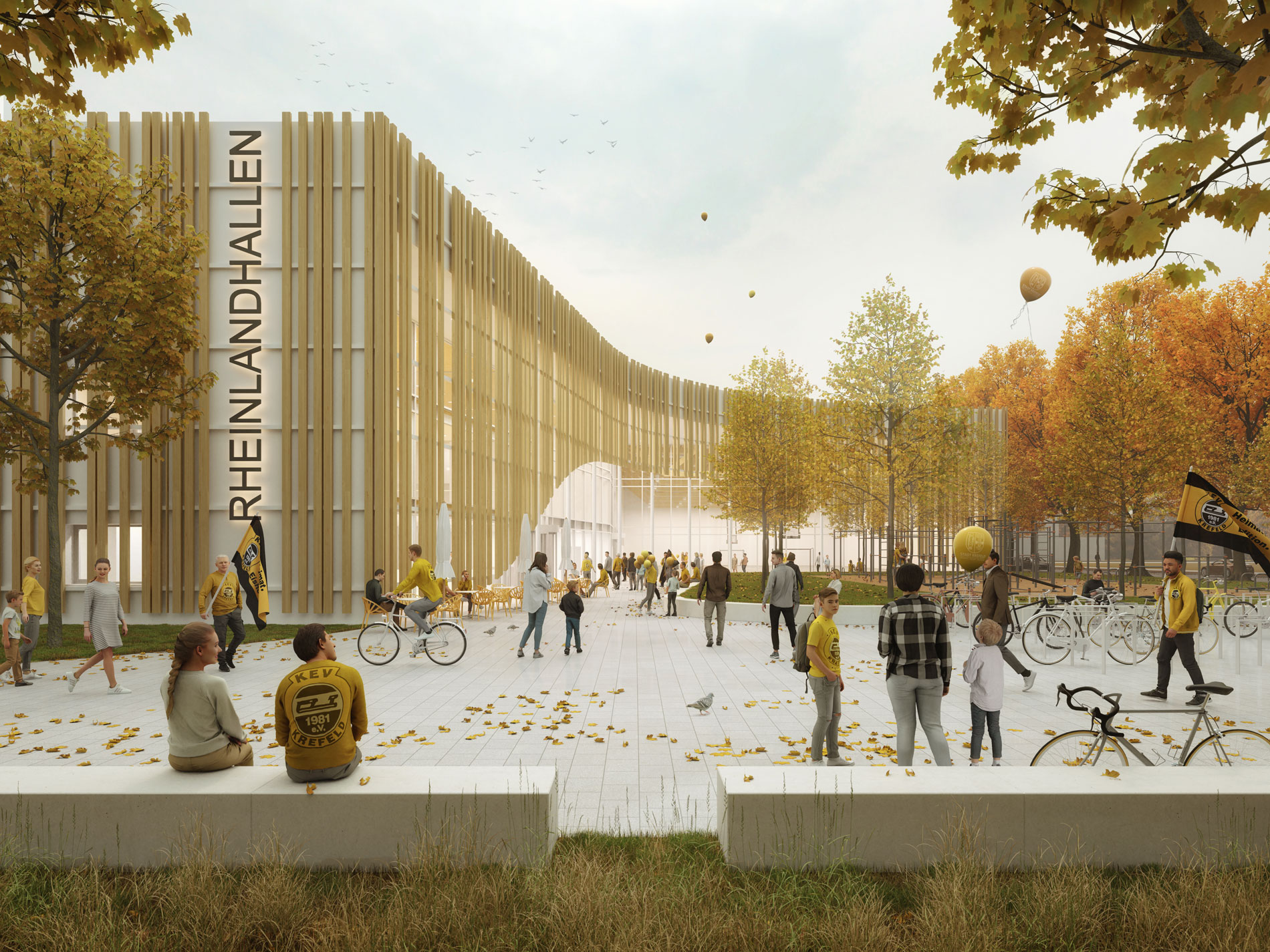 GJL+ Freie Architekten, Rheinlandhallen, Krefeld, Visualisierung: Raumlabor3