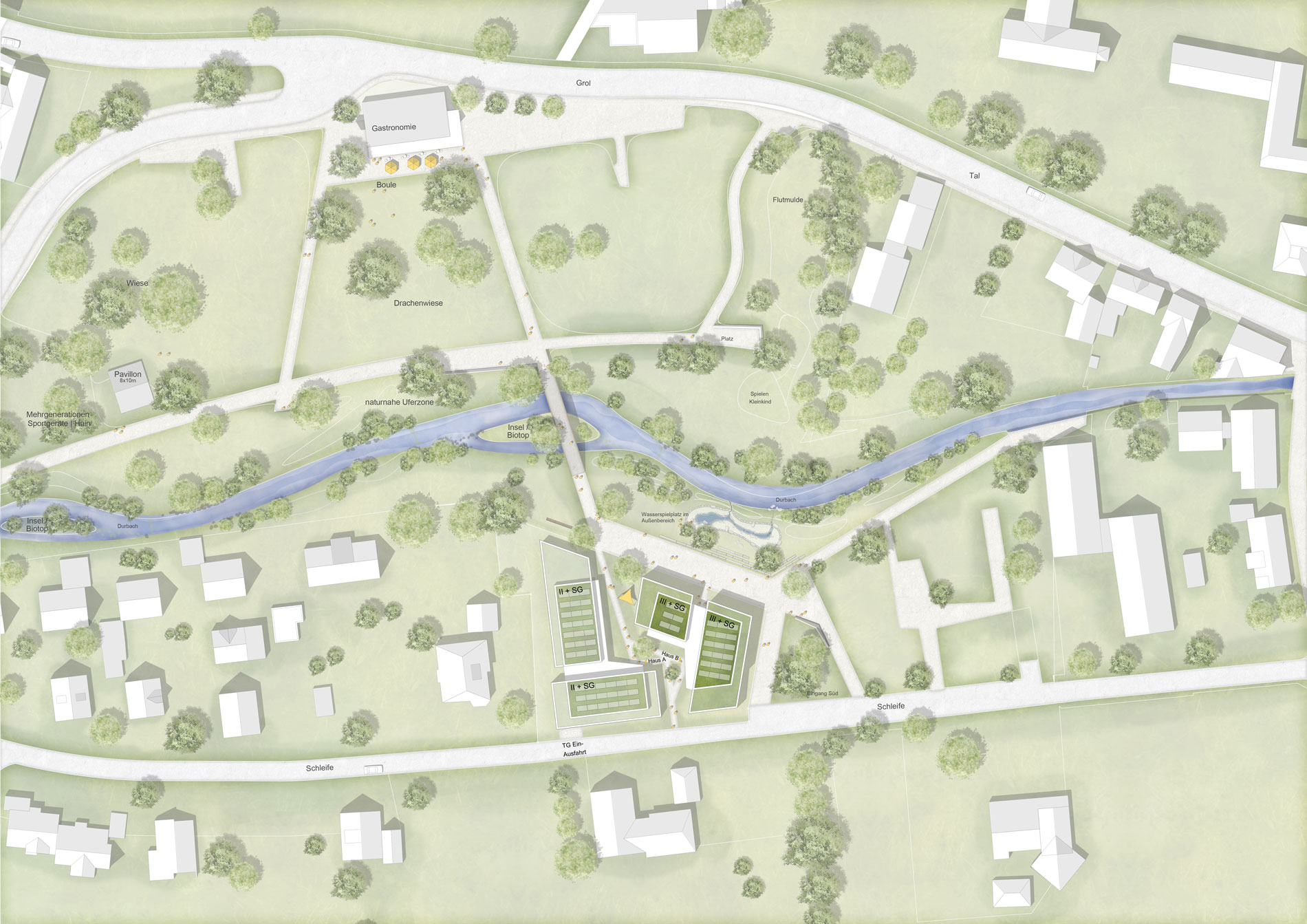 GJL+ Freie Architekten, Parkschleife - naturnahes Wohnen, WB Ortspark Durbach - Lageplan, Plan: GJL+