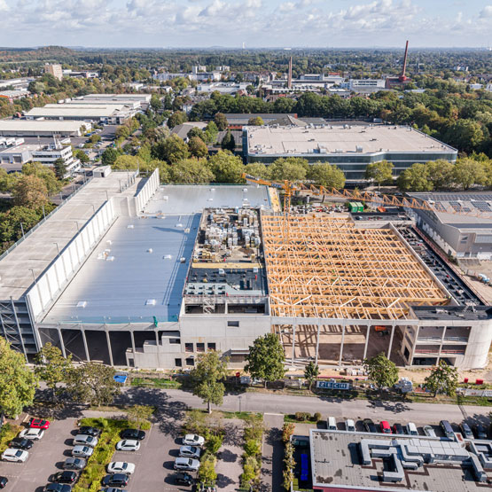 GJL+ Freie Architekten, Rheinlandhallen Krefeld, Drohne, Foto: Kai Ostermann