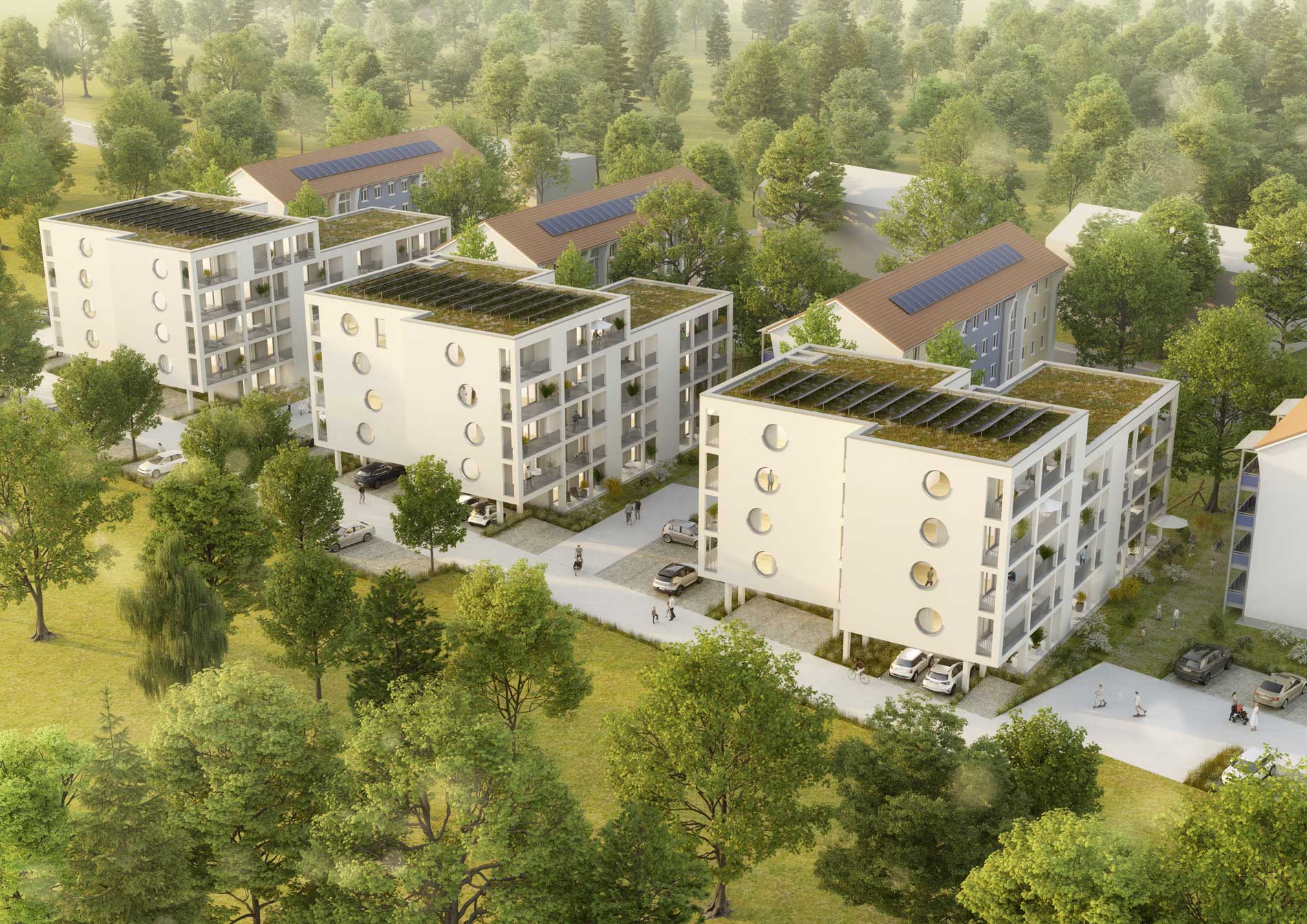 GJL+ Freie Architekten, Wohnquartier Werderstraße, Visualisierung: Raumlabor3